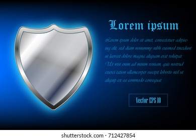 Glowing blue shield logo background for montage input text in free space, vector Illustration EPS 10.