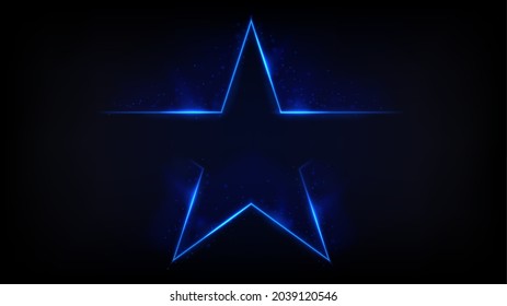 Glowing blue star with scattered sparks, Vector Illustration