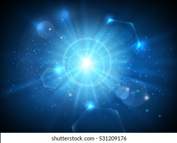 Glowing blue star in space background vector illustration