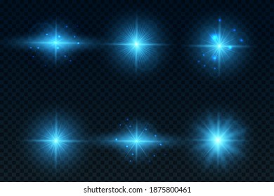 Glowing Blue Stars On Transparent Background Stock Vector (Royalty Free ...