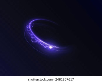 Glowing blue swirl PNG of bright lines with intertwining lightning effect. Abstract light effect for game design and web design for vector illustration.