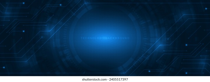 glowing blue technology circle Futuristic background concept