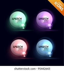Glowing blurred sphere speech bubble design on black