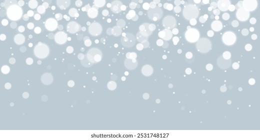 Glowing Bokeh Background, Festive Border, Christmas Banner, Shiny Effect, Blurred, White, Vector