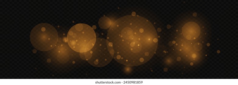 Glowing bokeh circles, sparkling dust. Abstract luxury light decoration.