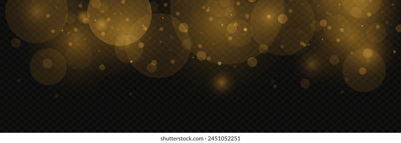 Glowing bokeh circles, sparkling dust. Abstract luxury light decoration.