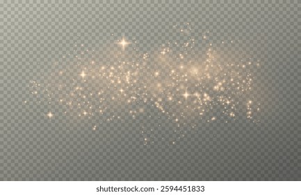 Glowing bokeh confetti with light and glitter overlay texture for your design. Festive sparkling gold dust. Festive powder dust for cards, invitations, banners, advertisement.