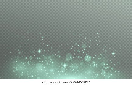 Glowing bokeh confetti with light and glitter overlay texture for your design. Festive sparkling dust. Festive powder dust for cards, invitations, banners, advertisement.