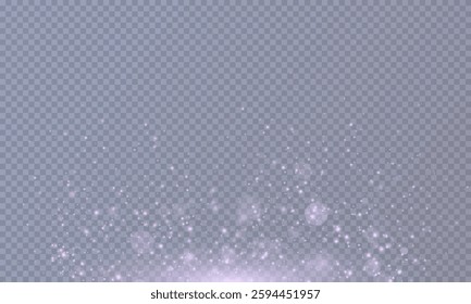 Glowing bokeh confetti with light and glitter overlay texture for your design. Festive sparkling dust. Festive powder dust for cards, invitations, banners, advertisement.