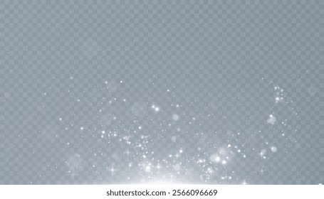 Glowing bokeh effect and shimmering colorful glare and bright particles, bright glitter light effect isolated on transparent background for backdrops and overlays in illustrations and web design. Vect