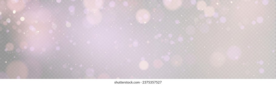 Glowing bokeh light effect with many shiny particles isolated on transparent background for overlay effect. Vector