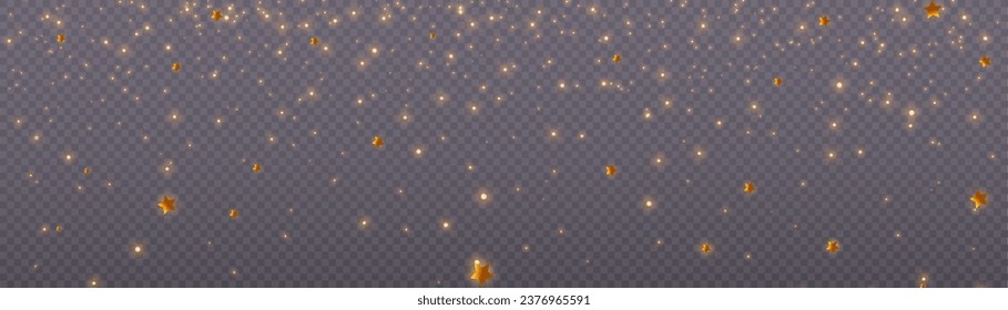 Glowing bokeh light effect with many shiny particles isolated on transparent background for overlay effect. Vector