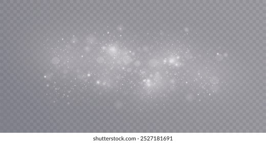 Glowing bokeh of sparkling dust, light of translucent dust, background with bokeh effect, shimmering glow with glitter and shiny light. Vector