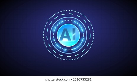 Glowing brain connected by radiating lines to various interface icons illustrating digital intelligence powering business innovation, data analysis, and futuristic economy. Vector illustration