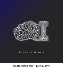 Glowing brain and joystick symbol