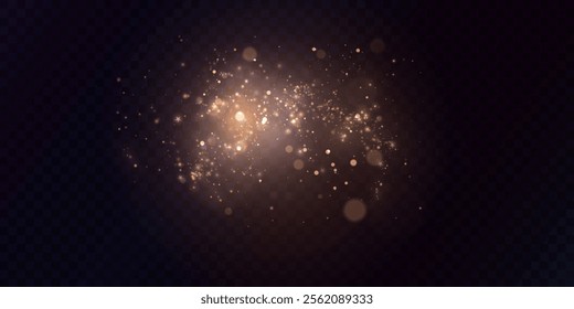 Glowing bright bokeh and shiny cloud effect with bright particle glare, isolated glowing cloud on black background. Vector