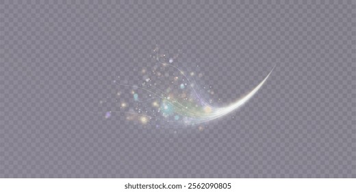 Glowing bright bokeh and shiny cloud effect with bright particle glare, isolated glowing cloud on transparent background. Vector