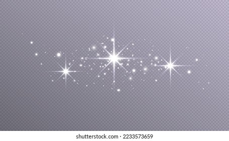 Glowing bright effect with lots of shiny particles isolated on transparent background. Vector star cloud with dusty reflections for design and illustrations.	
