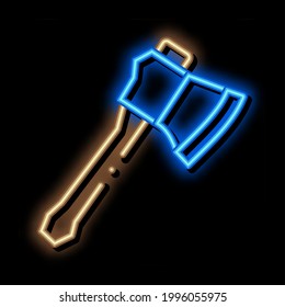 Glowing bright icon Small Camping Ax sign. transparent symbol illustration