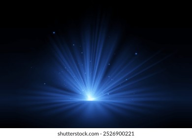 Efeito de explosão de luz brilhante brilhante. O efeito de um flash de luz brilhante piscando em um fundo transparente com raios e realces. Ilustração vetorial. Explosão de lente, faísca, faíscas