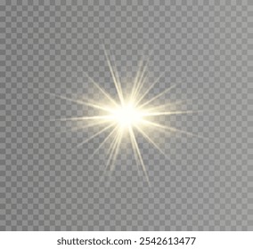 Glowing bright light explosion transparent. Vector illustration . Bright star. A transparent sparkle. Bright glare.