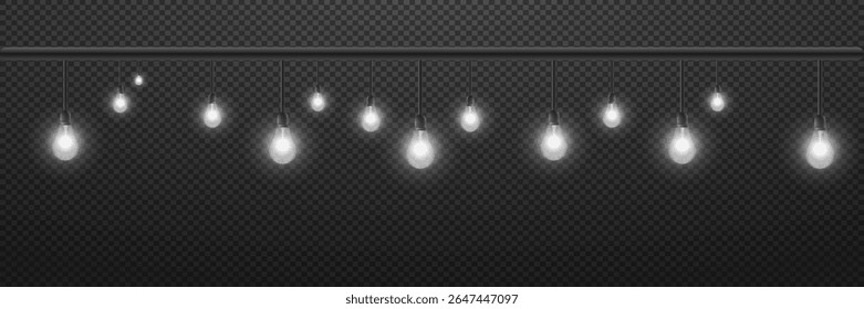 Glowing bright lights. Realistic style. On a transparent background. EPS 10.