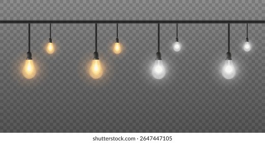 Glowing bright lights. Realistic style. On a transparent background. EPS 10.