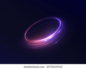 Glowing bright lines of podium lighting. Abstract lines of light trace movement. Bright light effect on transparent background