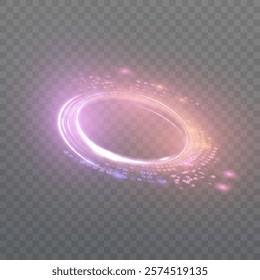 Glowing bright lines of podium lighting. Abstract lines of light trace movement. Bright light effect on transparent background