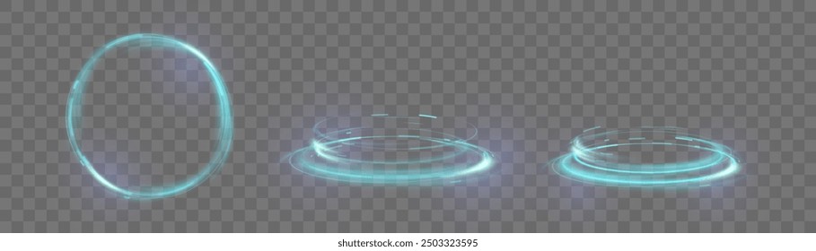 Glowing bright swirl PNG of bright lines. Abstract light effect for game design and vector illustration.	