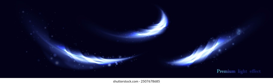 Glowing Bright Twirl Curved Blue Glowing Light Effect High Speed ​​Light Energy Effect For Game And Web Design