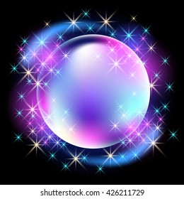 Glowing bubble with sparkle stars