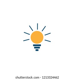 Glowing bulb flat creative idea logo design