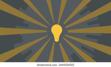 Lâmpada brilhante ilumina energia radiante de fundo no design gráfico
