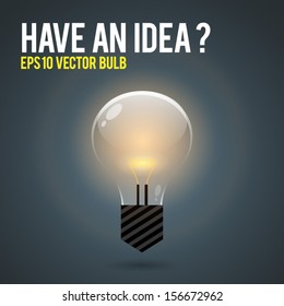 Glowing bulb on dark background