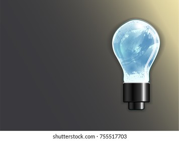glowing bulb on grey background with free space for copying your creative ideas of the text