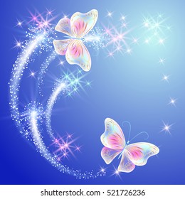 Glowing butterflies with sparkle stars