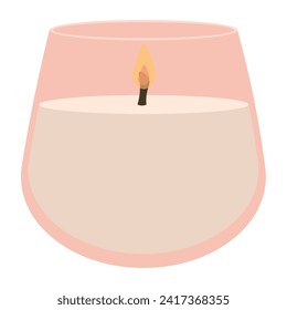 Glowing candle on white background