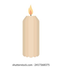 Glowing candle on white background