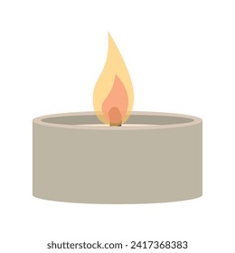 Glowing candle on white background