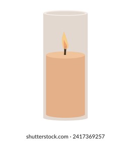 Glowing candle on white background