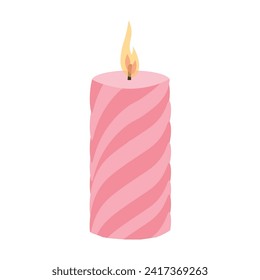 Glowing candle on white background
