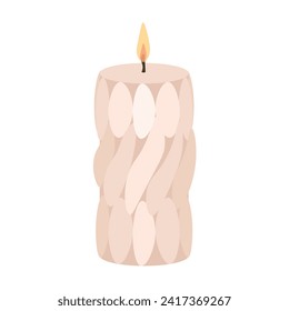 Glowing candle on white background