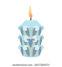 Glowing candle on white background