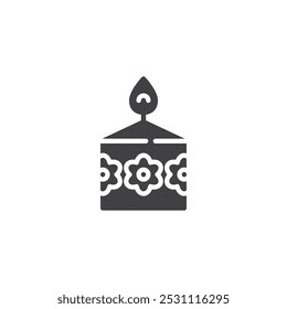 Glowing candle vector icon. filled flat sign for mobile concept and web design. Christmas Candle glyph icon. Symbol, logo illustration. Vector graphics