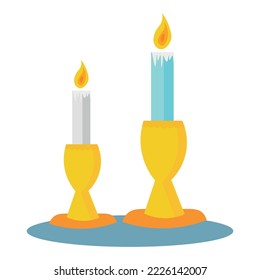 Glowing candles on white background
