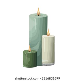 Glowing candles, spirituality and relaxation icon isolated