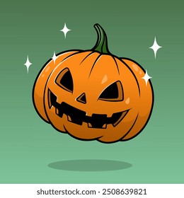 A glowing, carved pumpkin with a menacing smile, perfect for Halloween-themed designs or festive decorations