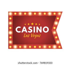 Glowing casino sign Las Vegas. Jackpot, lucky, success, financial growth, money profit. Slot machine in casino, lottery, roulette, gambling. Winner leader happy man. Vector illustration