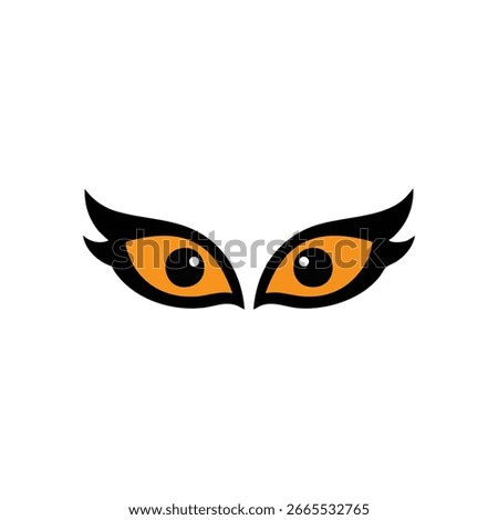 Glowing Cat Eyes in Deepest Dark. A pair of vivid orange feline pupils pierce through absolute blackness. This visual conveys mystery, vigilance, and a haunting presence, ideal for Halloween themes.